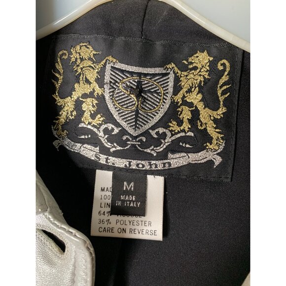 St John Silver Leather Western Jacket Italy Medium Size Button Closures RR10259 - Picture 4 of 7